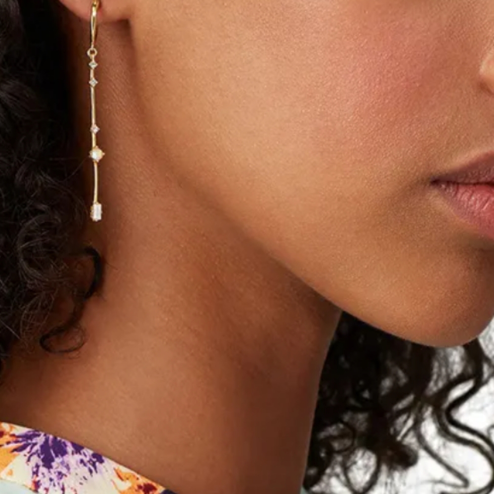 Gorjana Gold Dani Drop Hoop Huggie Earrings Gold Crystal Statement